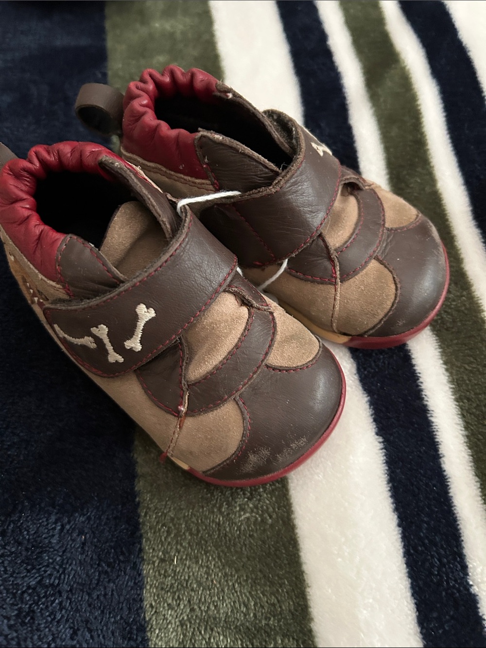 Robeez Brown & Tan Baby Walker Shoes with Red Accents